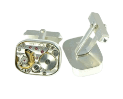 Air Privateer Cufflinks | Sterling silver cufflinks with watch movement by Decimononic