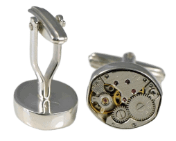 Pez Cufflinks | Sterling silver cufflinks with watch movement by Decimononic
