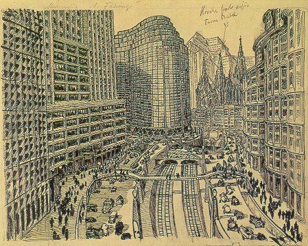 Metropolis - Opening cityscape v1 sketch - Erich Kettelhut