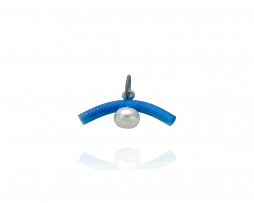 Blue titanium short curved bar pendant with pearl - Nautilus Collection by Decimononic