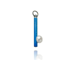 Blue titanium short bar pendant with pearl - Nautilus Collection by Decimononic