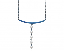Blue titanium necklace 'Five tears' - Nautilus Collection by Decimononic