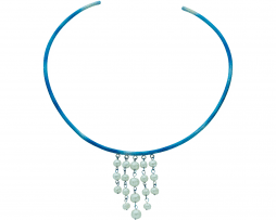Blue titanium rigid choker 'rain of pearls' - Nautilus Collection by Decimononic