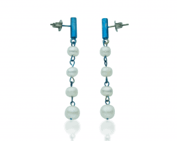 Blue titanium earrings 'rain of pearls' - Nautilus Collection by Decimononic