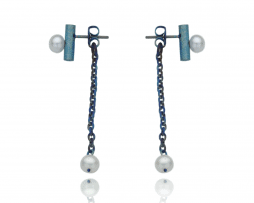 Blue titanium earrings 'One tear' - Nautilus Collection by Decimononic