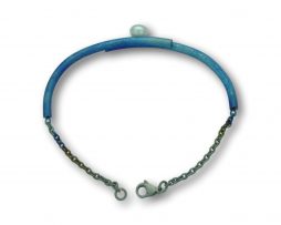 Blue titanium double bar cuff with pearl - Nautilus Collection by Decimononic